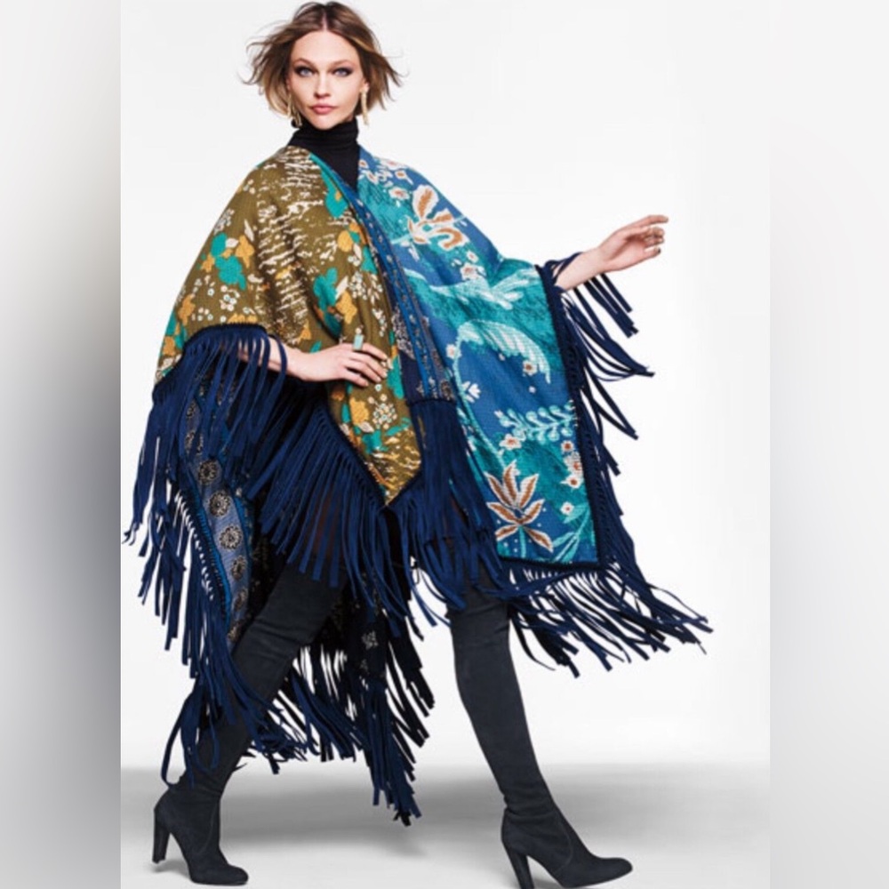 Burberry prorsum runway reversible poncho / cape / coat in floral